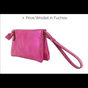 FOLEY AND CORINNA PRIVE PINK WRISTLET\LONG STRAP